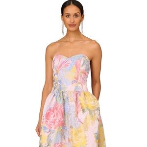 NEW Aidan Mattox Floral Jacquard Strapless Gown